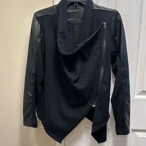 Blank NYC Vegan Leather Drape Wrap Jacket,
